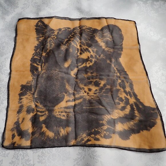 Vintage Leopard Print Square Scarf - Picture 5 of 5